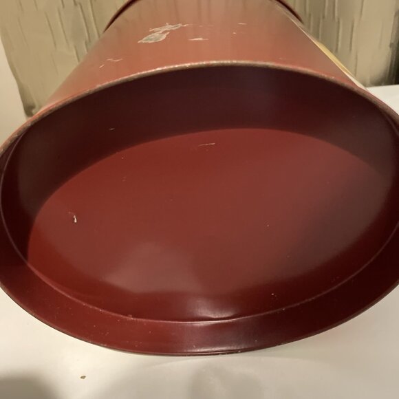 Vintage Fruit Pattern Trash Waste Can Painted Metal Shabby Chic Retro Artsy - Picture 8 of 11